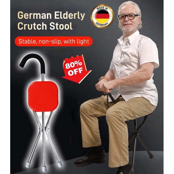 German elderly crutch stool walking stick with seat Shopee Singapore