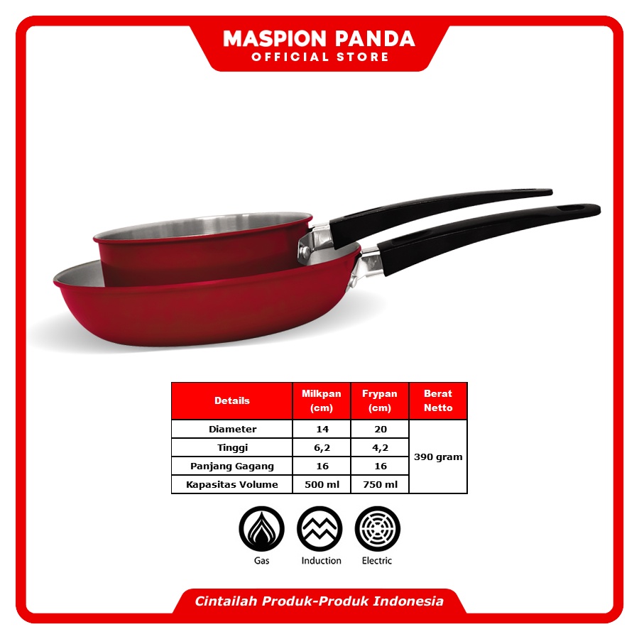 Maspion Alat Masak set Stainless Steel Colouris SET 14/20 cm - Gambar 4