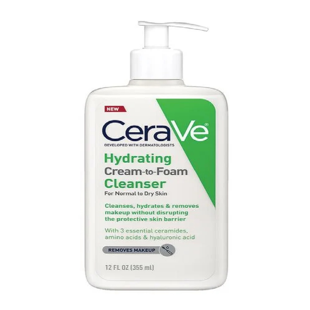 CeraVe Hydrating Cream-To-Foam Cleanser for Normal to Dry Skin Removes ...