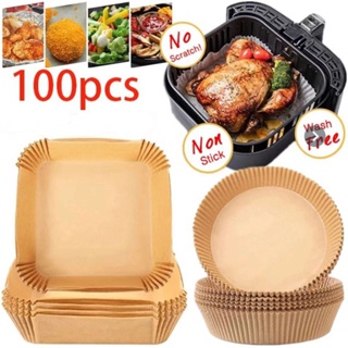 10/20/50/100PCS Air Fryer Paper Liner Food Grade Blotting Paper Pad Paper  Baking And Roasting Household Food Silicone Paper Round Paper Plate