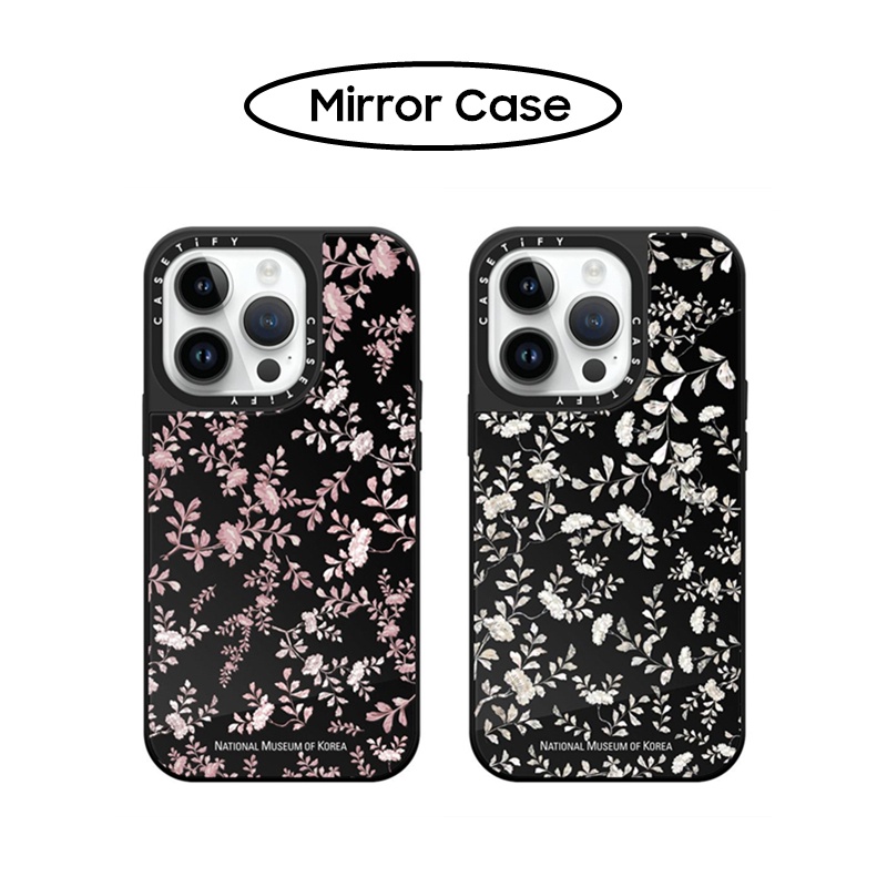 Casetify National Museum of Korea NMK Pink Flower Pattern Mirror Soft