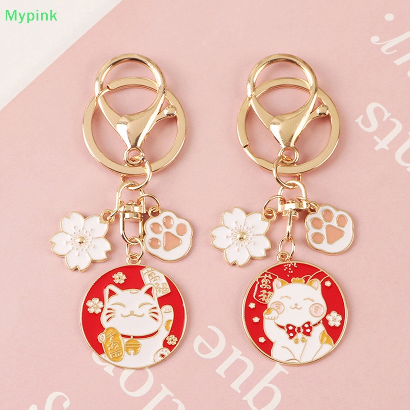 Mypink Cute Fortune Cat Keychain Maneki Neko Cat Pet Paw Sakura ...