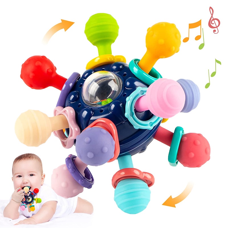 Baby Teething Toys, Sensory Baby Balls Chew Toys, Montessori Rattle Toy ...