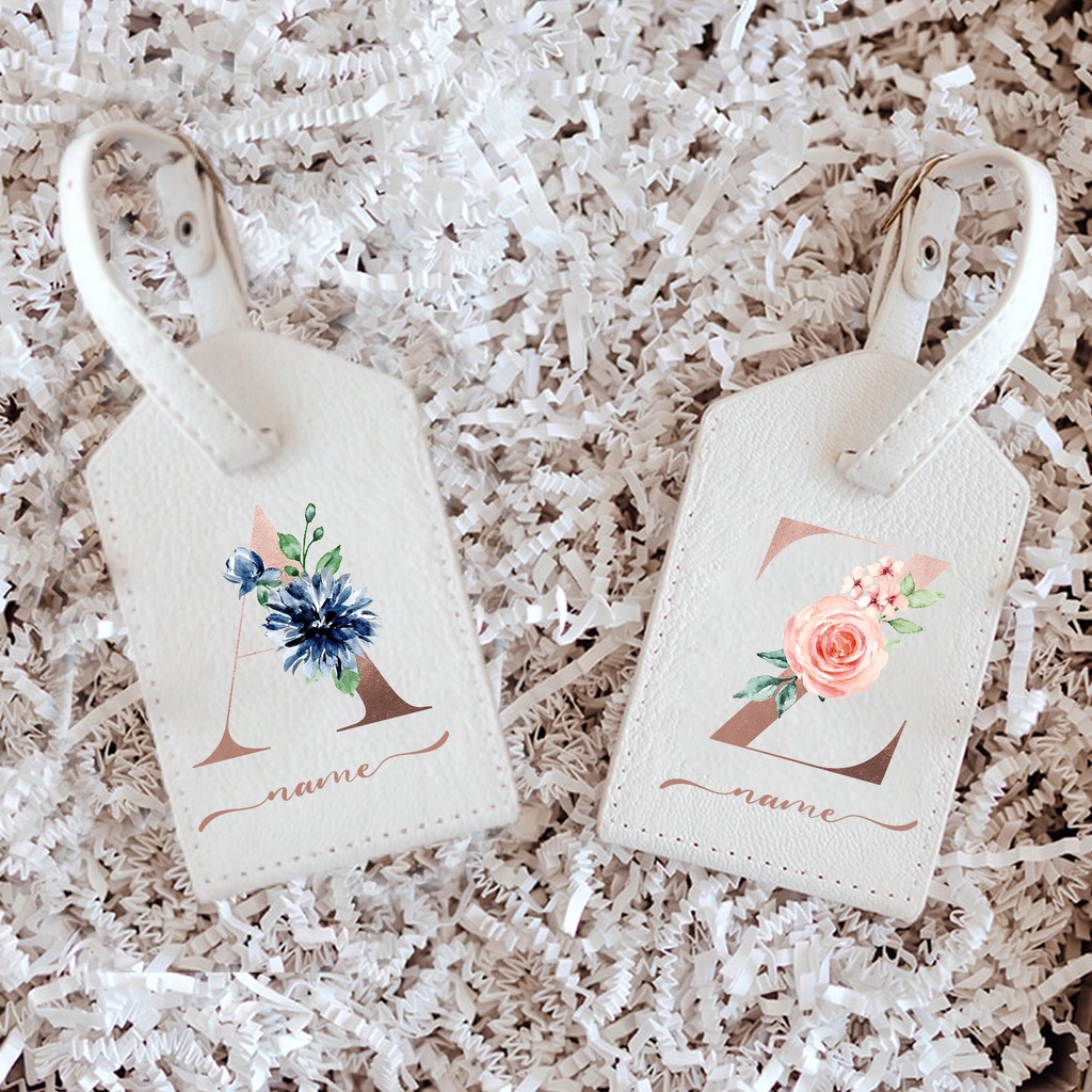 Personalised Luggage Tag Custom Initial with Name Leather for Suitcase ...