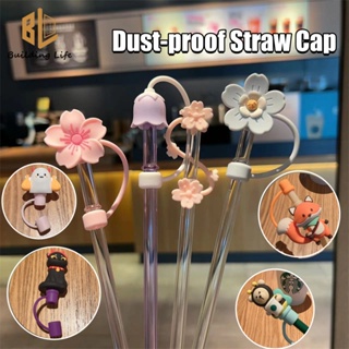 3D Silicone Straw Tips Cover, Reusable Straw Tips Cap, Straw Cover Cap for  6-8mm Straw, Covers Dust Proof Drinking Straw Toppers (B)