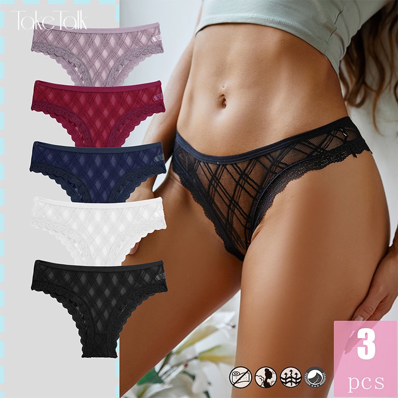 Saturey 3 Pcs/Set Lace Panties Women Underwear Women Hollow Out