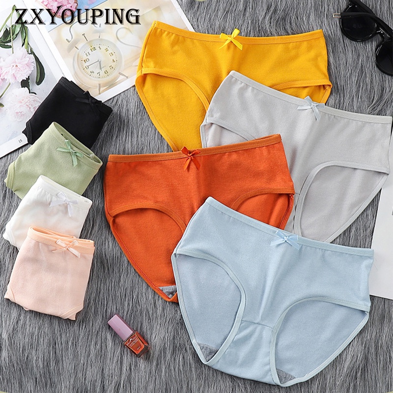 Zxyouping Kit 5 Womens Seamless Panties Cotton Sexy Underwear Antibacterial Middle Waist 6982