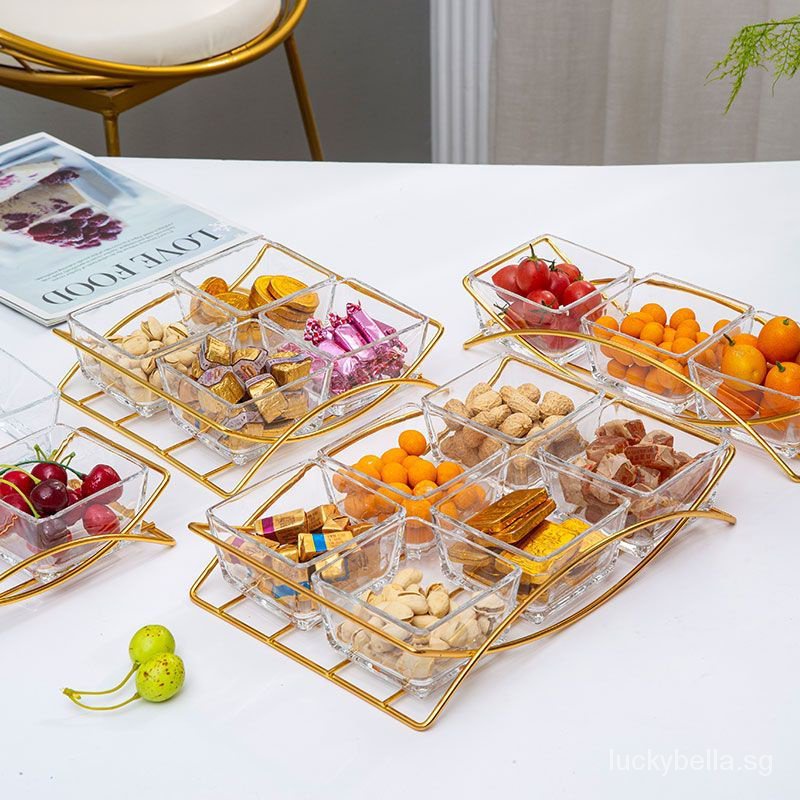 Kuih raya container Malay pastry box light luxury glass fruit plate