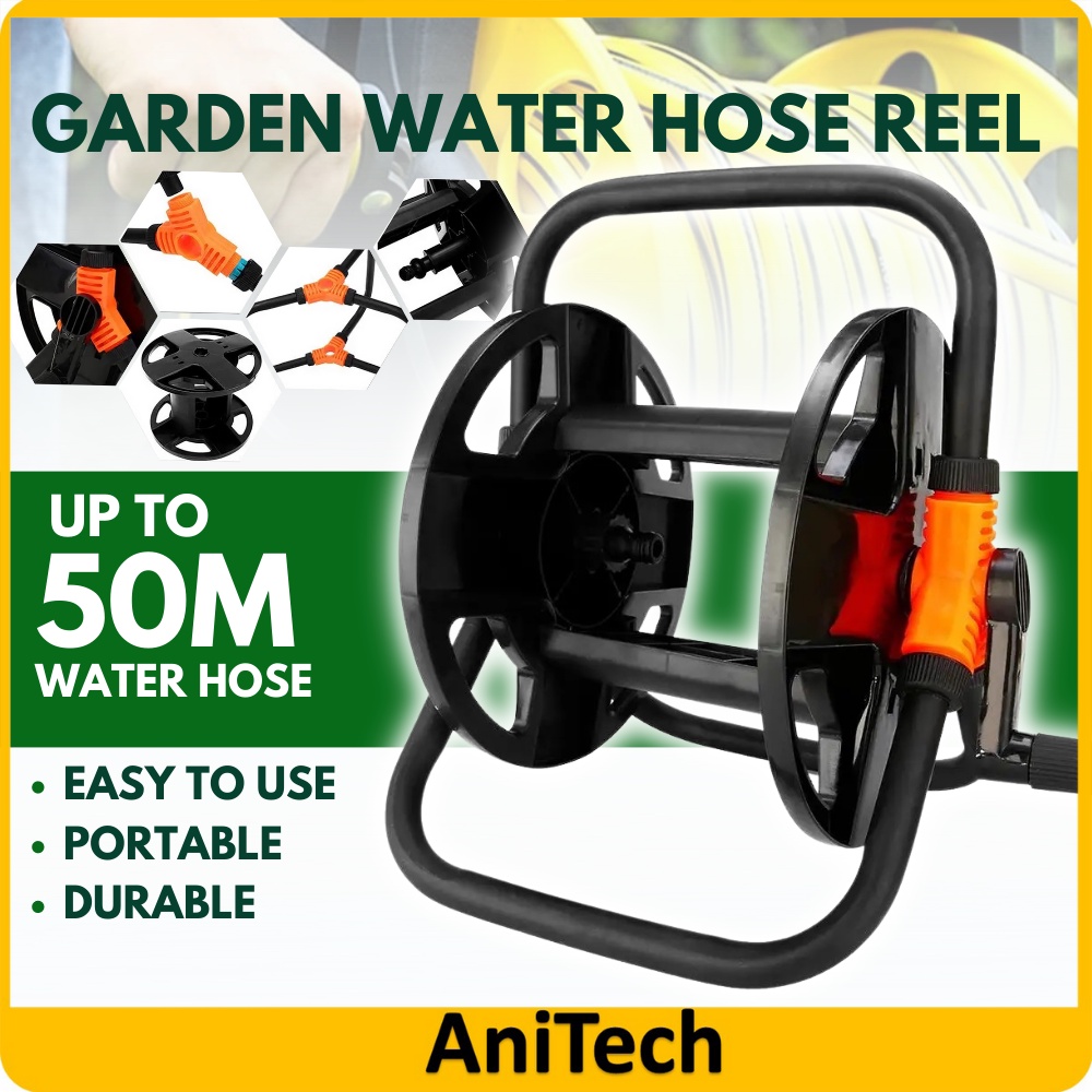 ANITECH 50M Garden Water Hose Reel Holder Water Pipe Roll Storage