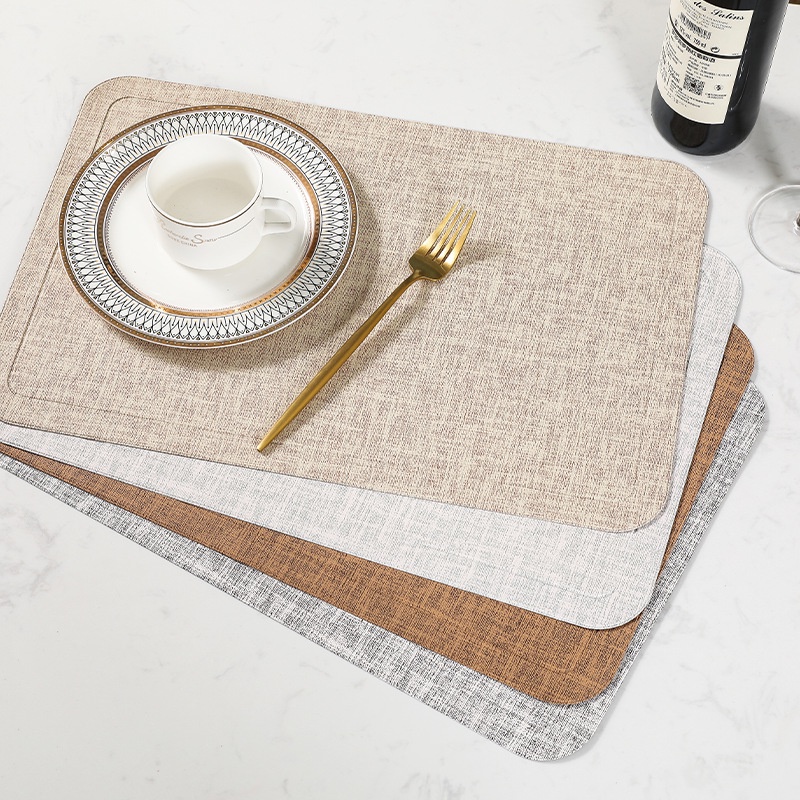 Pu table mat simple waterproof oil resistant linen like coaster