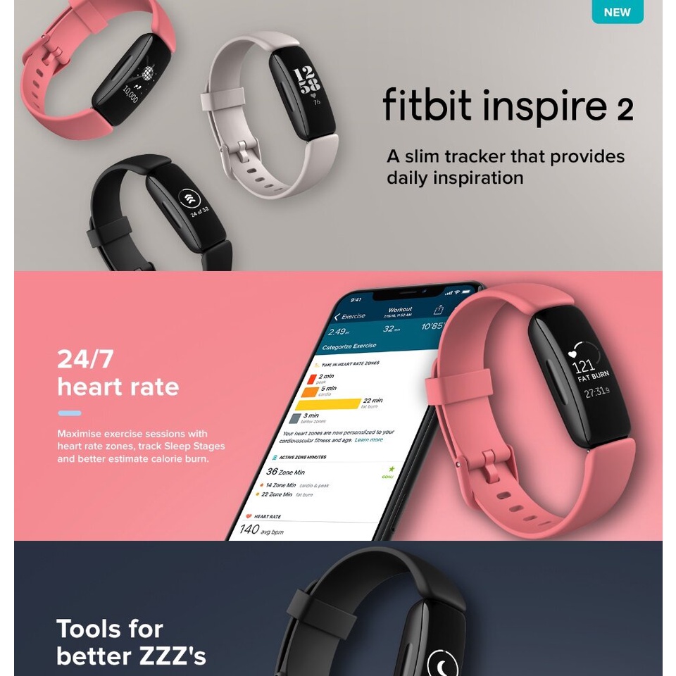 FITBIT Inspire 2 Smart Fitness Heart Rate Activity Tracker Smart Watches sport watch bands Shopee Singapore