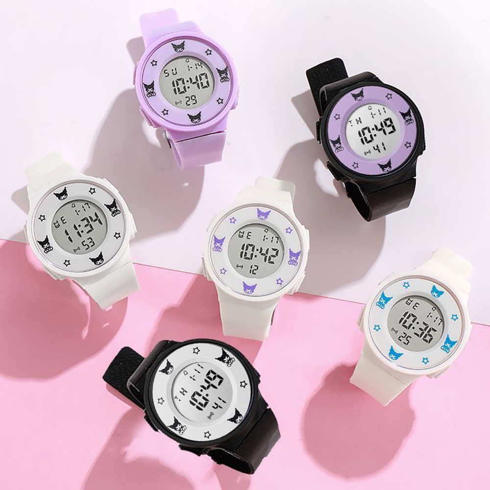 Cartoon LED Light Watch for Kids Girls Silicone Strap Round Square Dial ...