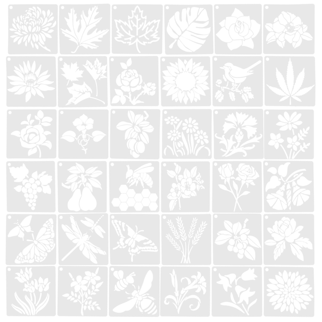 Flowers Birds Grass Template Creative Stencils Templates Tropical ...