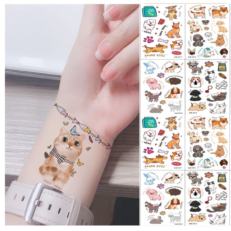Cartoon Cats Temporary Tattoo Kids Children Cute Pets Body Sticker