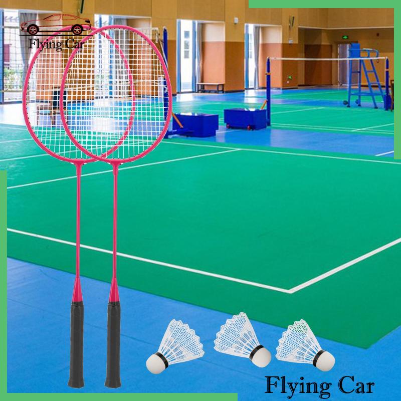 [Lzdjfmy2] 2Pcs Badminton Rackets with 3 Nylon Balls Family Training Badminton Racquets Shopee