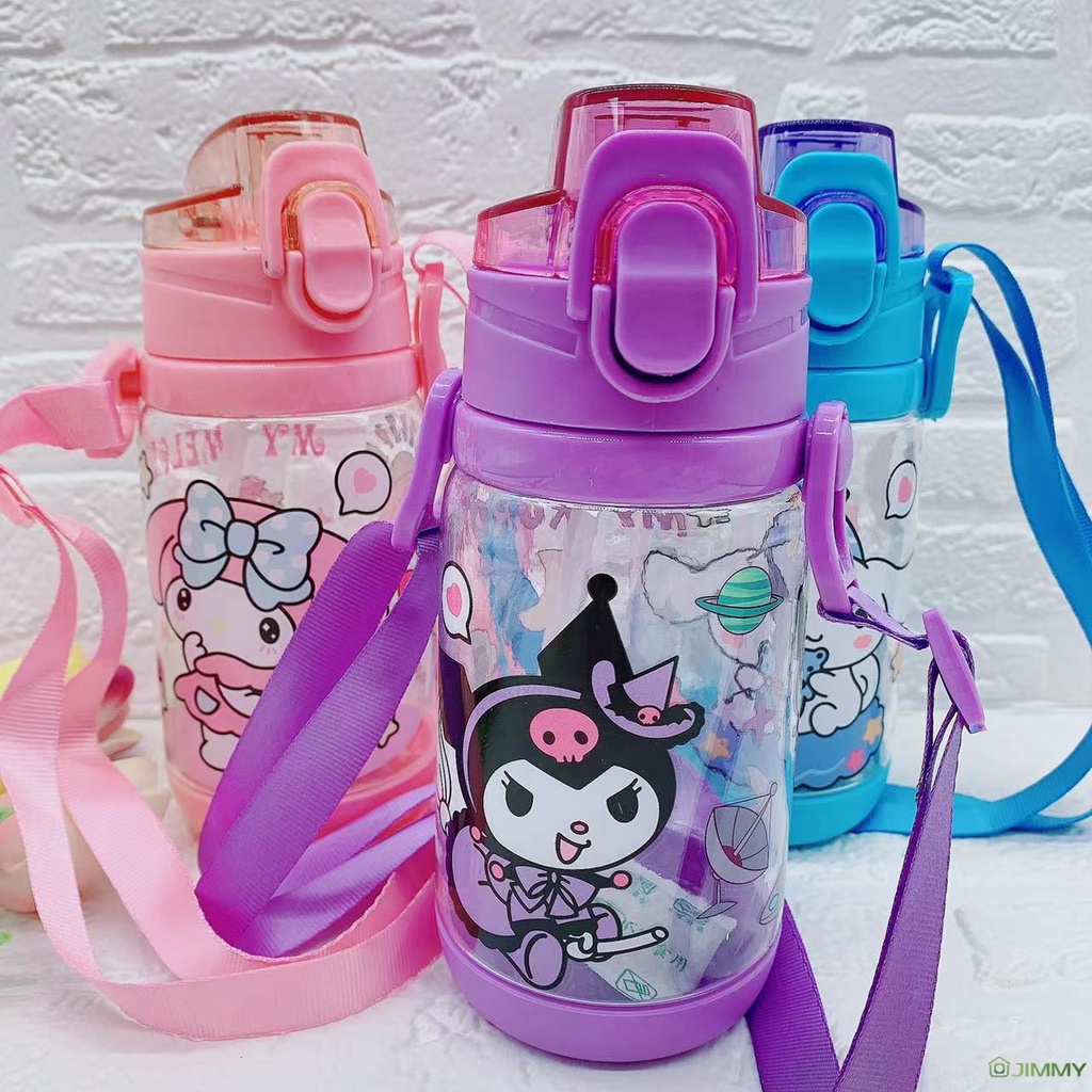 450ml Sanrio Water Bottle with Straw Kuromi Cinnamoroll Hello Kitty ...