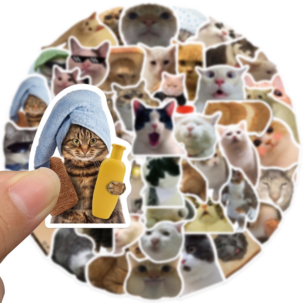 100/50PCS Funny Cat MEME Waterproof Graffiti Stickers For Helmet ...