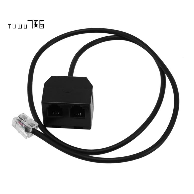 RJ9 4P4C Male To Dual Female Ports Connector Telephone Adapter Cable