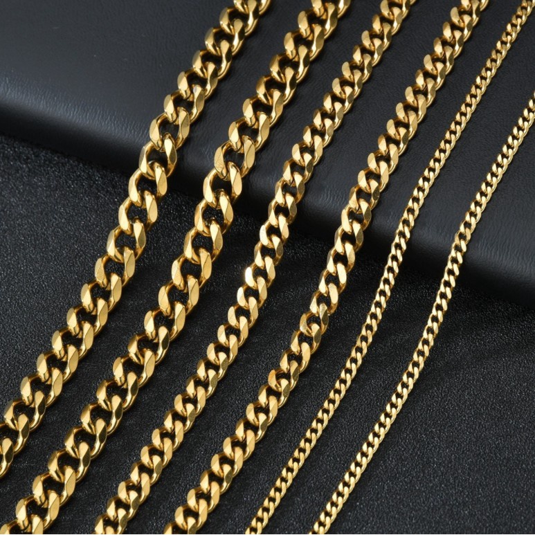 Width 3/5/7/9MM Hip Hop Cuban Link Stainless Steel Chains Necklace for ...