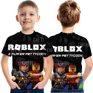 3-12Y] Roblox Spring Summer Boy/Girl 3D Printing Top Round Neck