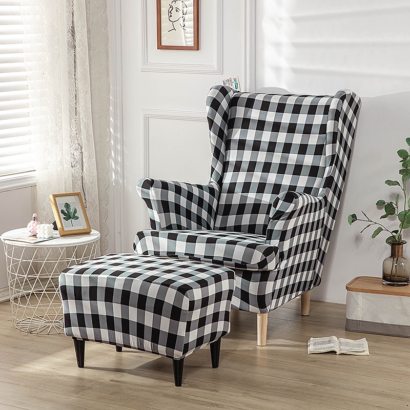 Wingback Chair Slipcovers 2-Piece Stretch Spandex Wing Chair Covers ...