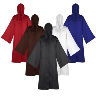 Medieval Halloween Friar Priest Jedi Robe Witch Wizard Cloak Cape Party ...