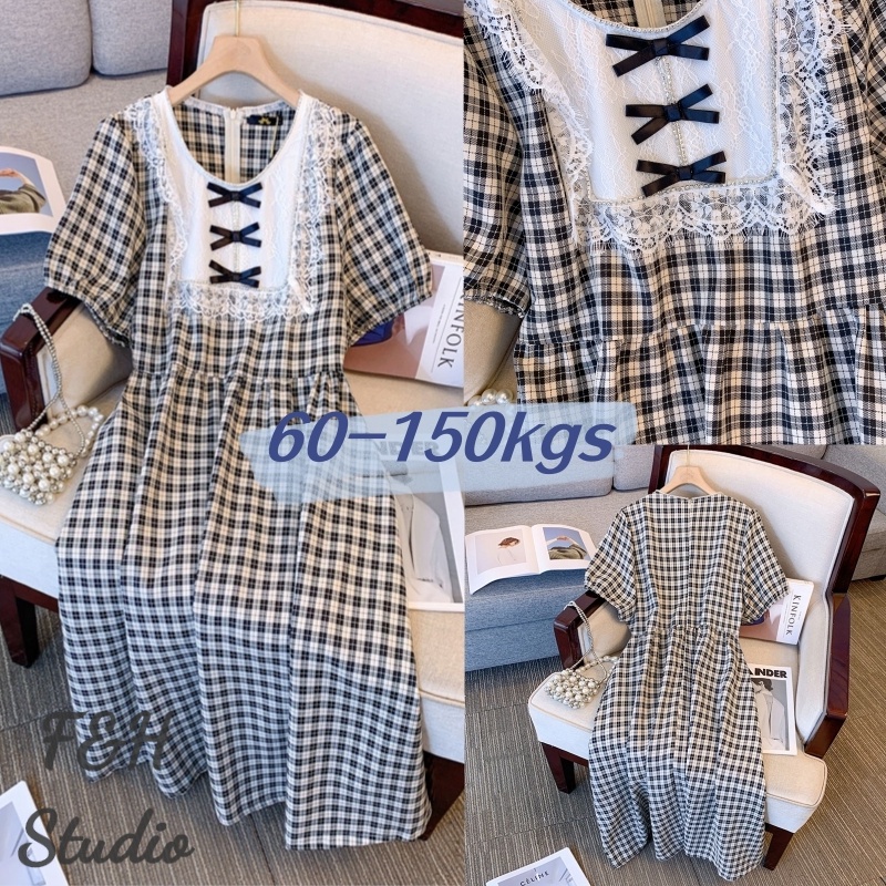 F&H 3611- XL-7XL Summer Plus Size Women Checkered Dress | Shopee Singapore