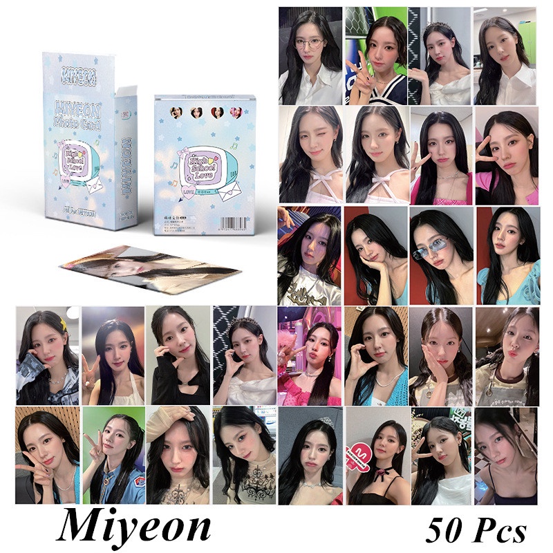 50pcs/box MIYEON (G)I-DLE Photocards Album Laser GIDLE Holographic Lomo  Cards Hologram Kpop Photocards Collection