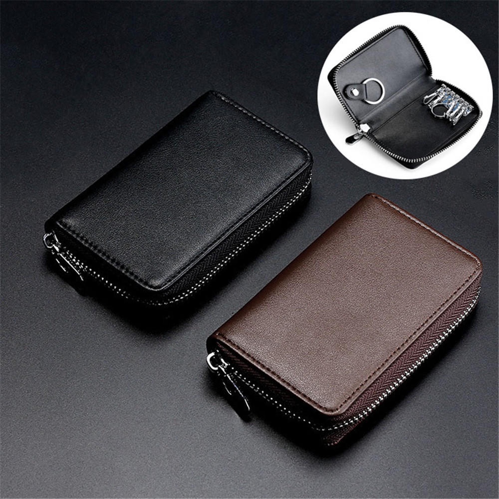 Fashion Leather Wallet Car Key Holder Case Keychain Bag Zip Pouch With