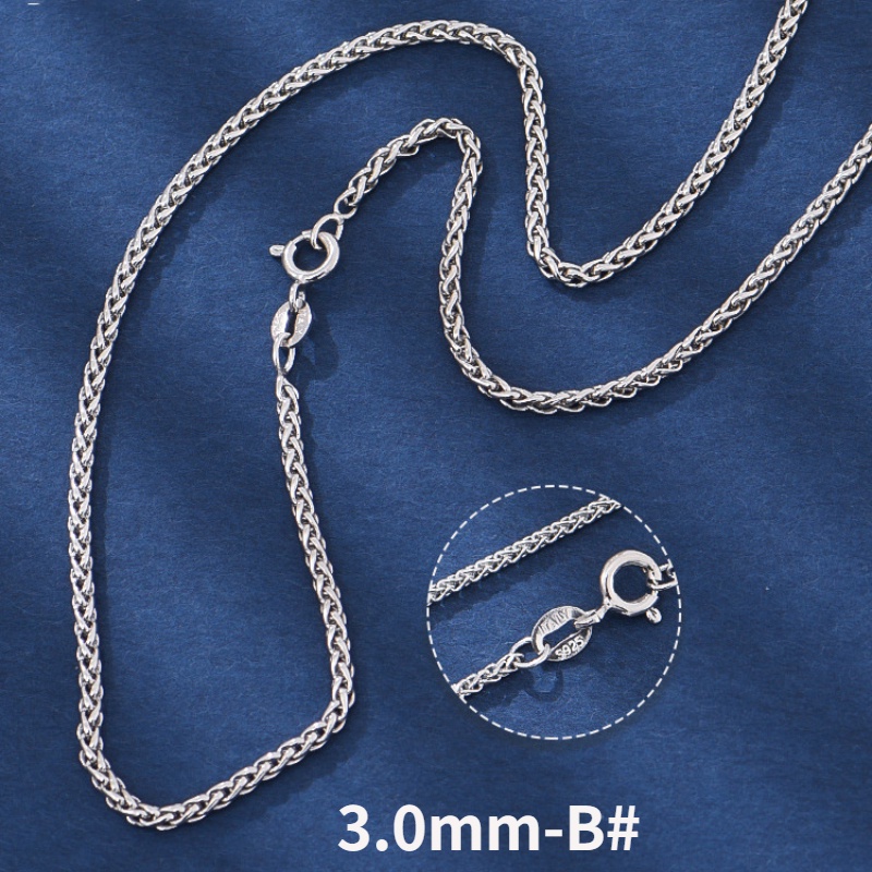 45-70cm S925 Sterling Silver Necklace Men 2-4mm Thick Chain Box
