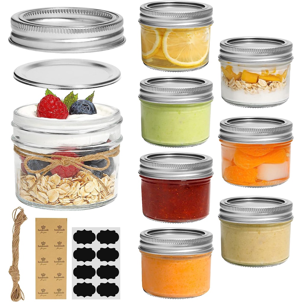 Smiths Mason Jars 16oz/473ml 4pcs Glass Jars With Lids Metal 