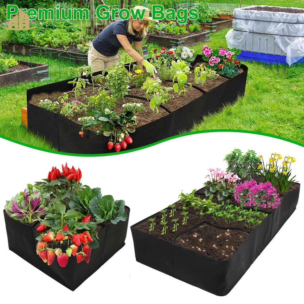 Garden Raised Planting Bed 4/8 Grids Reusable Fabric Raised Garden Bags ...