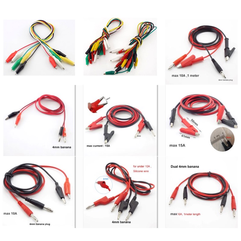 Dual head 4mm banana plugs Crocodile Alligator Clips to Banana