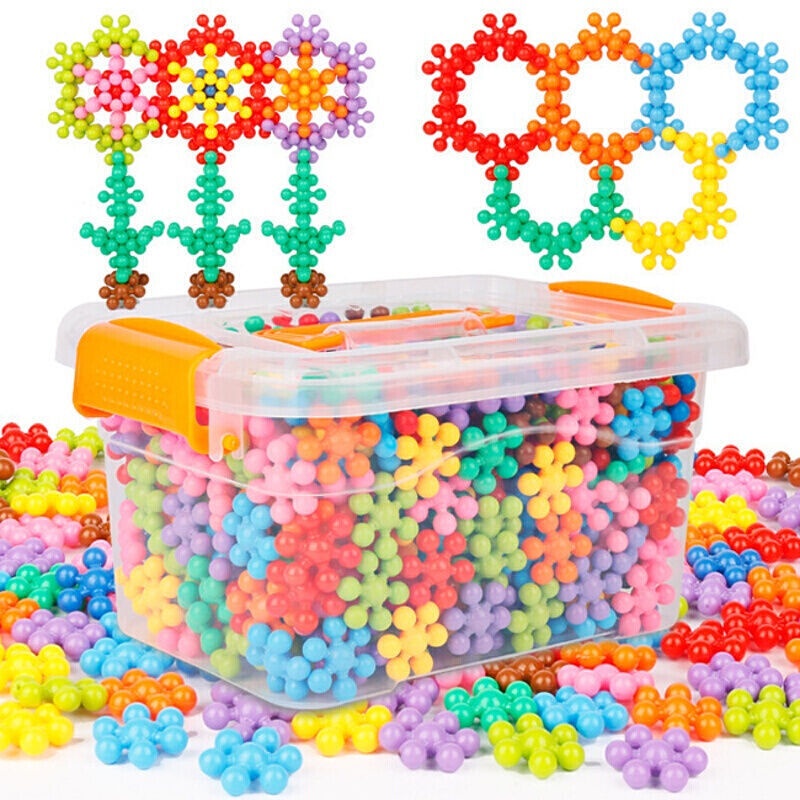 100Pcs Colorful 3D Plum Blossom Building Blocks Bricks Educational Toys ...