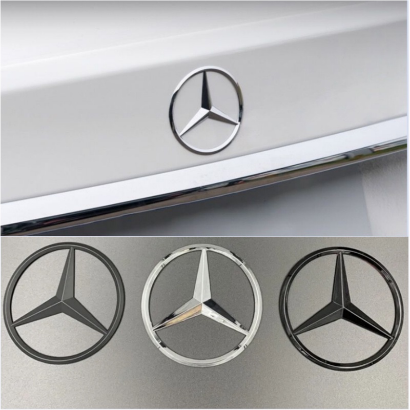 9cm car rear trunk emblem middle trunk 3 pins star emblem for mercedes