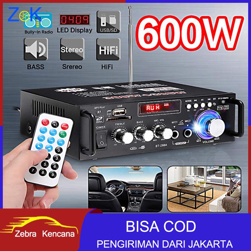 Power AMPLIFIER WIRELESS BT-298A Built-In EQUALIZER/600W POWER ...