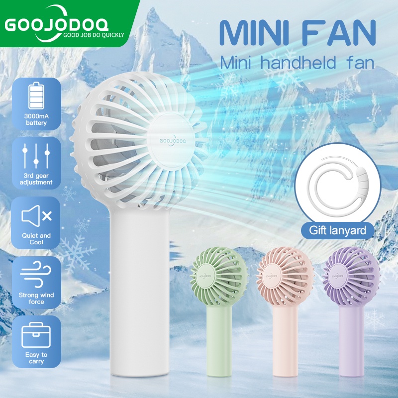 GOOJODOQ 3000mAh Mini Fan Portable Handheld kipas mini Strong Wind