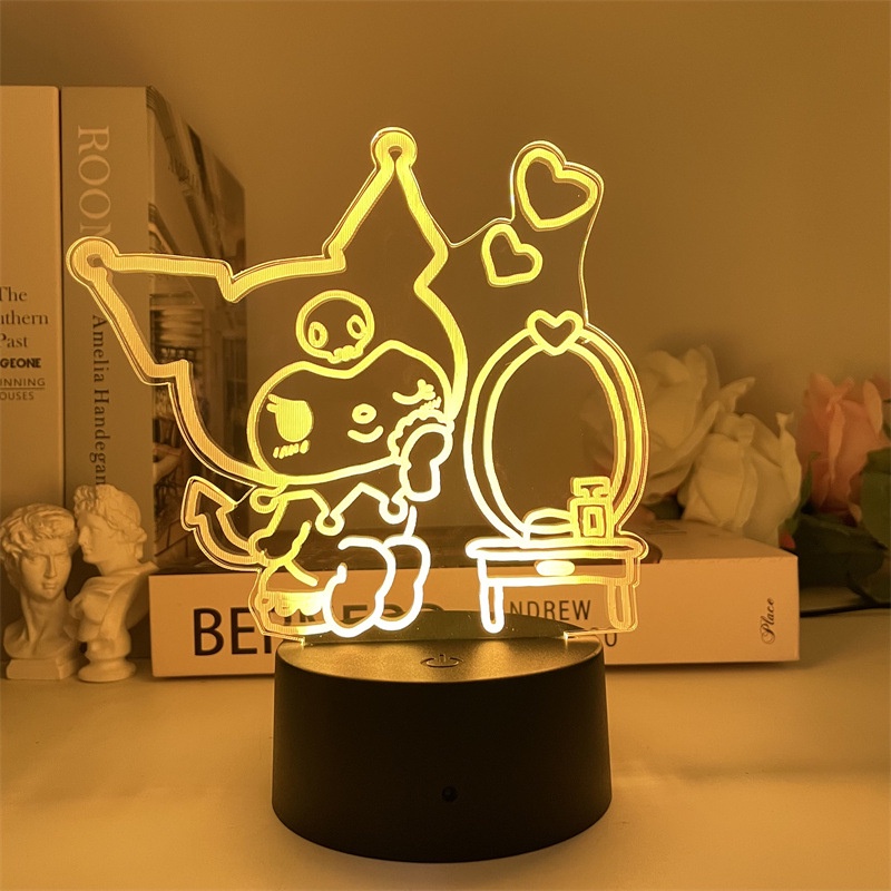 Sanrio Character Seven-color LED Lamp 3D Small Table Lamp Kuromi Melody ...