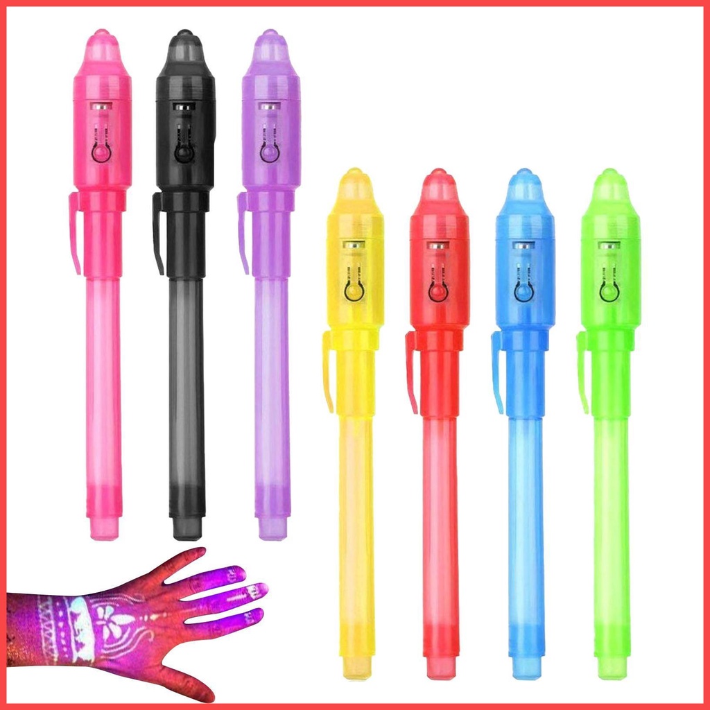 7Pcs Invisible Disappearing Ink Pen with UV Light,Colorful Secret Pens Fun