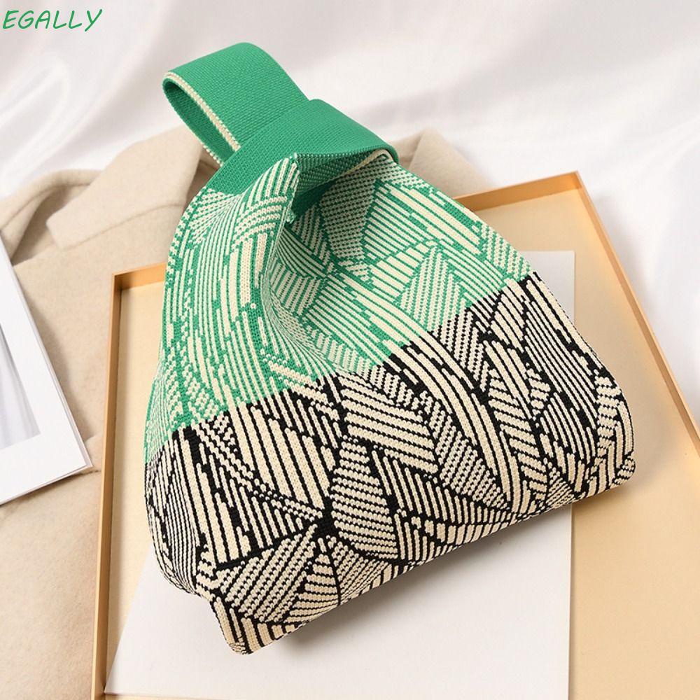 Egally Knit Handbag Reusable Shopping Bags Women Girls Knot Wrist Bag