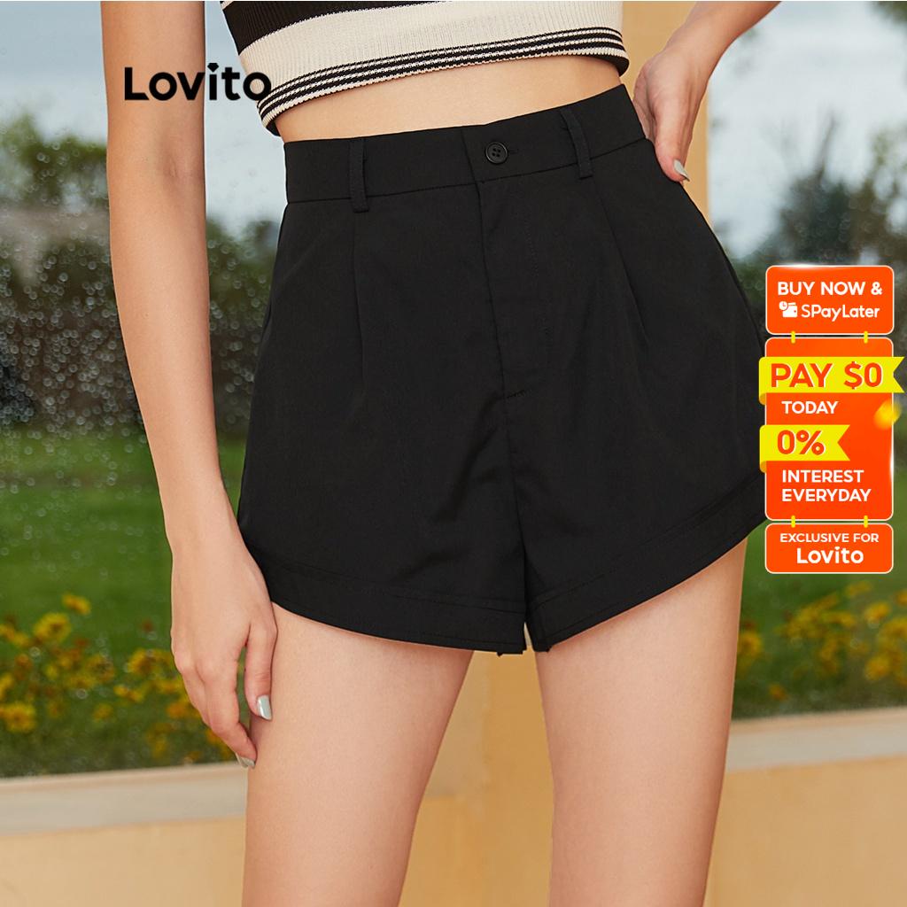 Plain black shorts womens sales