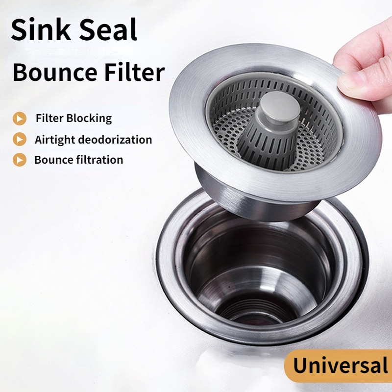 Stainless Stee Sink Waste Kit Bathroom Plug Trap Water Drain Filter