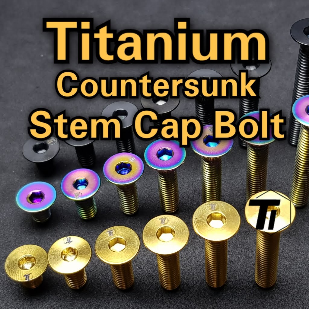 TiParts Titanium M6 Stem Cap Bolt Countersunk Flat MTB Road bike Top