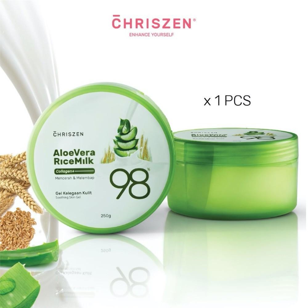 Chriszen 98% Aloe Vera & Rice Milk Collagen Plus - Soothing Skin Gel ...