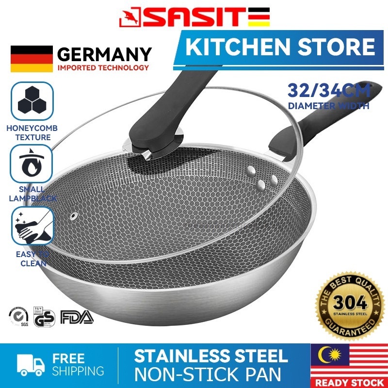 Germany 304 Uncoated Nonstick Pan Full Screen Stainless