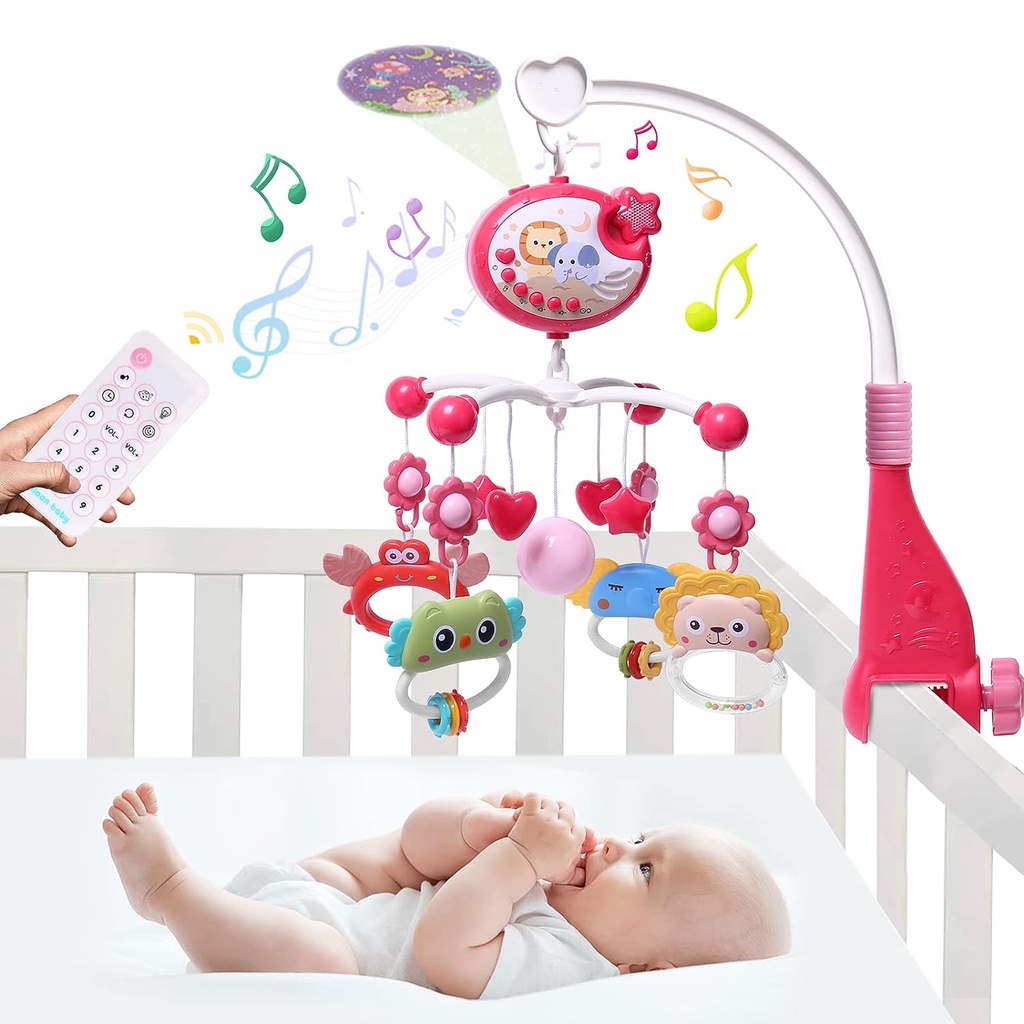 Baby Mobile for Crib with Crib Toys Music and Lights for Pack and Paly ...