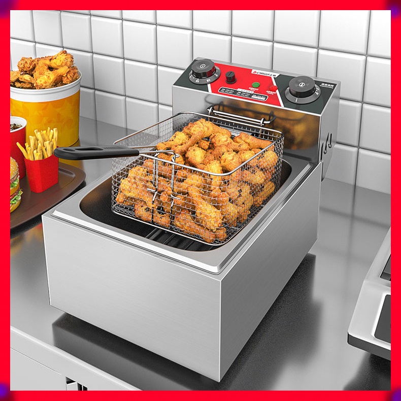 Commercial Electric Deep Fryer Stove Single Cylinder Chicken Dough