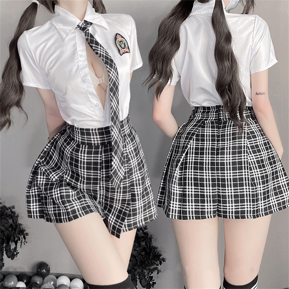 Sexy Japanese Cosplay Anime Costume Women Lingerie Role Play School Girl Pleated Skirt Uniform