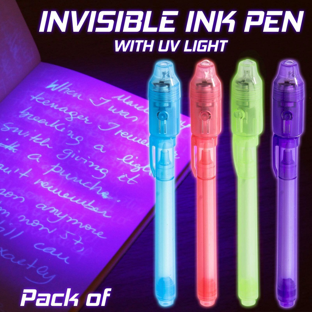 7 Pcs UV Light Pen Set Invisible Ink Pen Kids Spy Toy Pen with