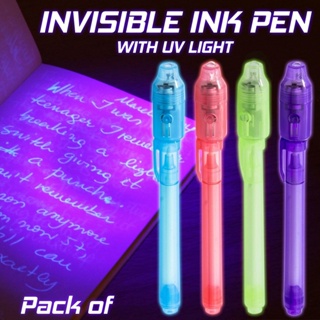 24 Pack Christmas Invisible Ink Pen with UV Black Light Secret Spy Pens  Magic Disappearing Ink